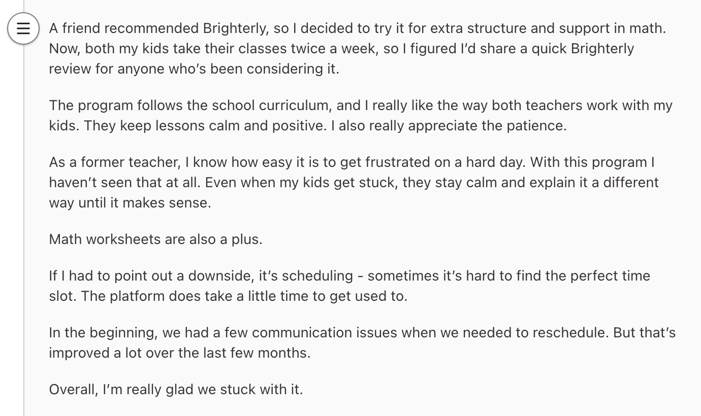 Brighterly Reviews