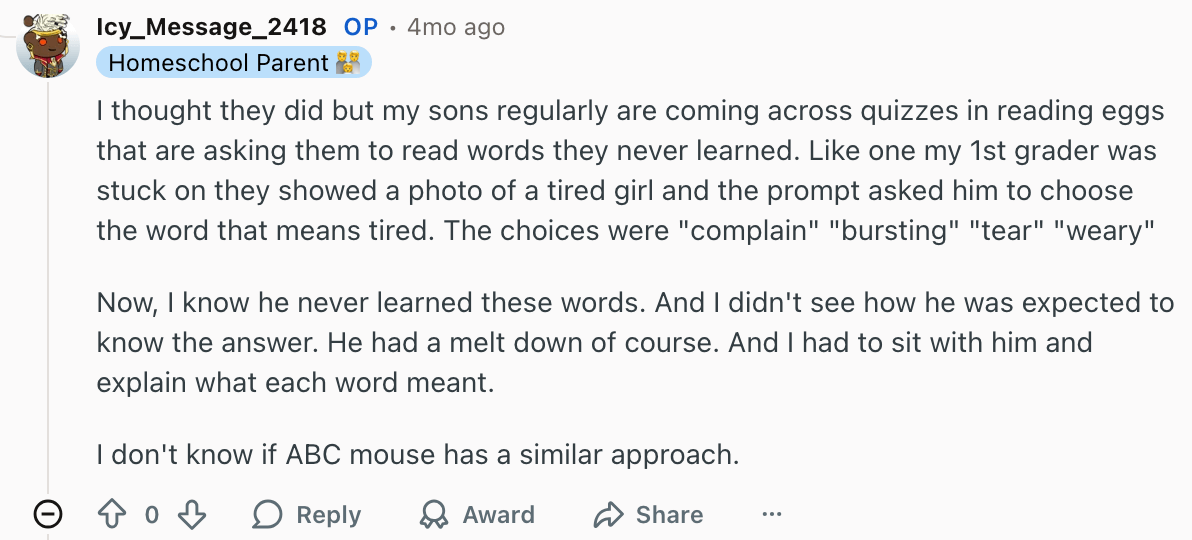 Reading Eggs vs Hooked on Phonics Reddit & Trustpilot reviews