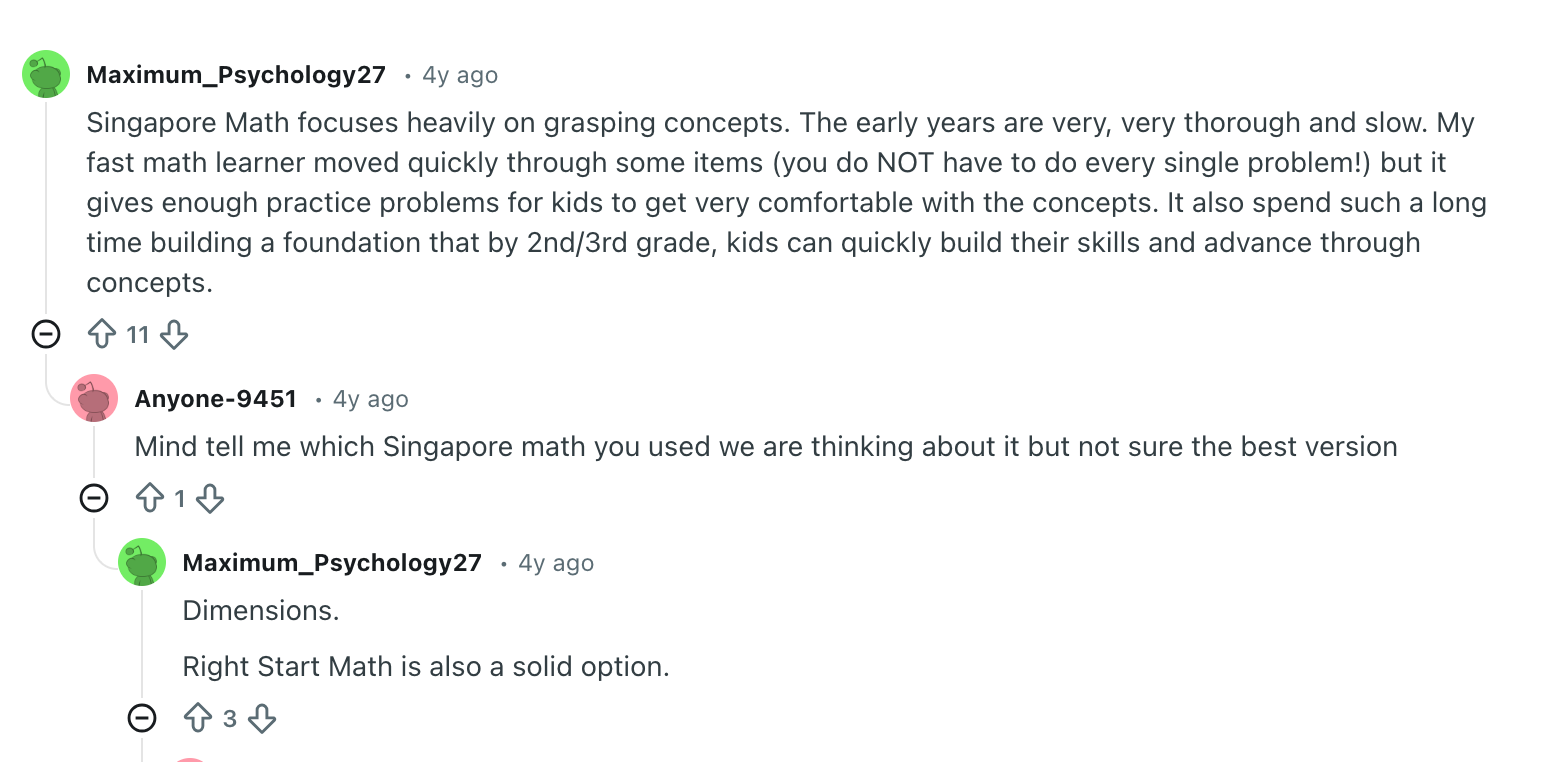 Singapore Math reviews on Reddit: What parents really think about the platform