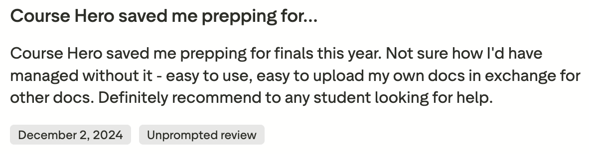 Course Hero reviews