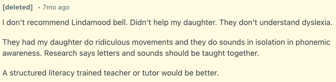 What are the pros and cons of Lindamood Bell?