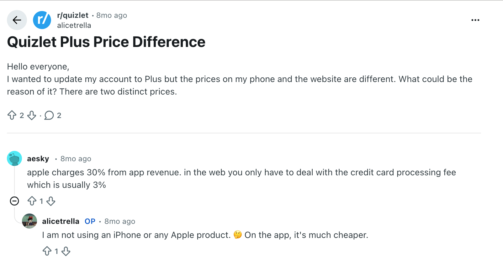 Quizlet cost Reddit & Trustpilot reviews