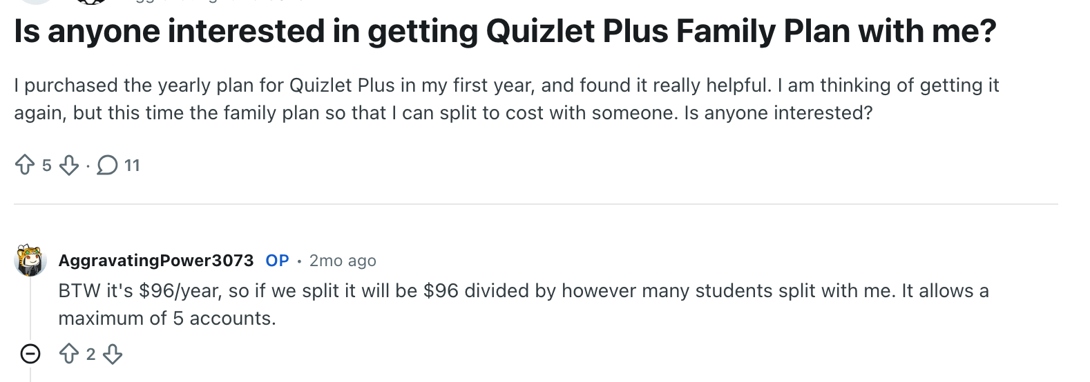 Does Quizlet bill monthly or annually?