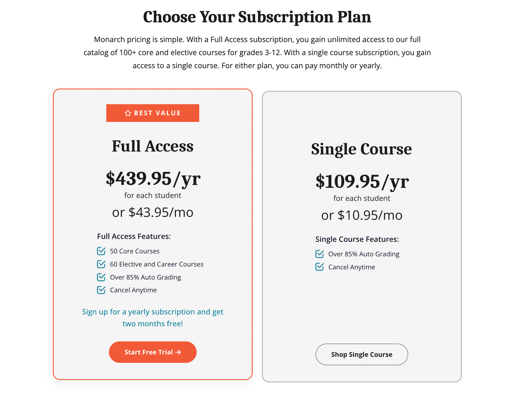 How much is Monarch Homeschool