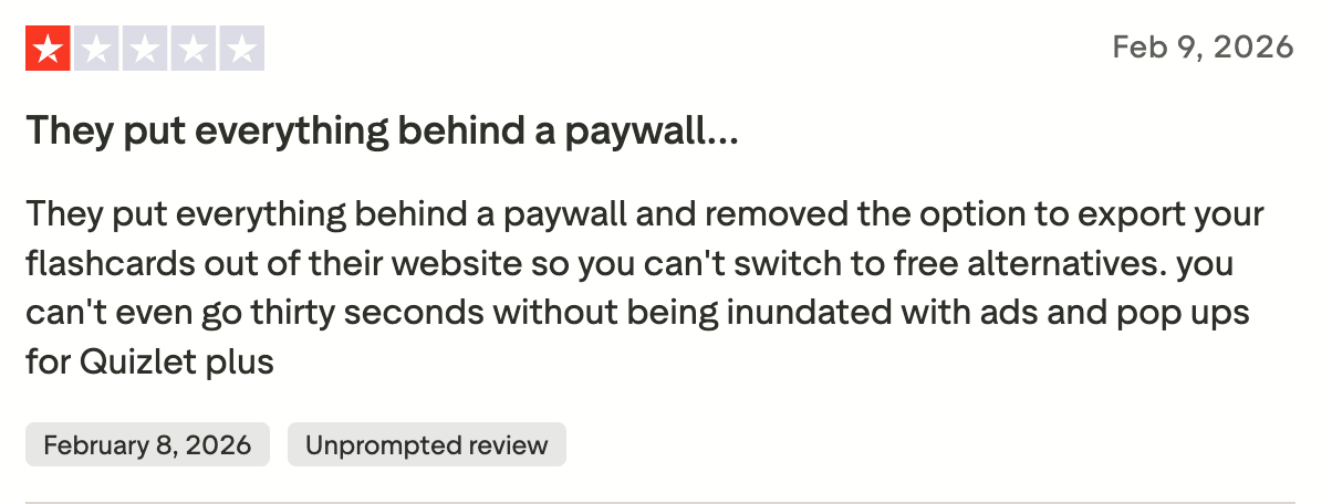 Why would you want to search for a Quizlet alternative?