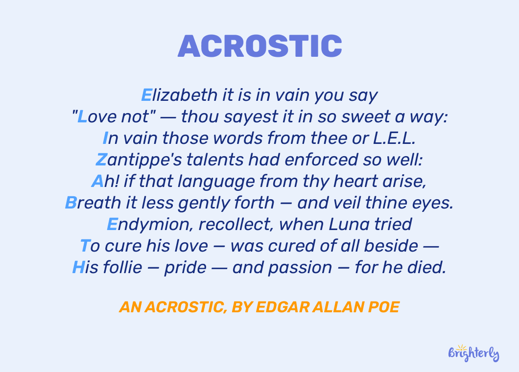 Acrostic type of poetry