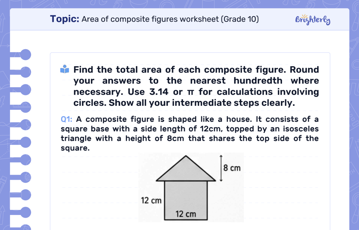 Download Area of Composite Figures Worksheet PDFs