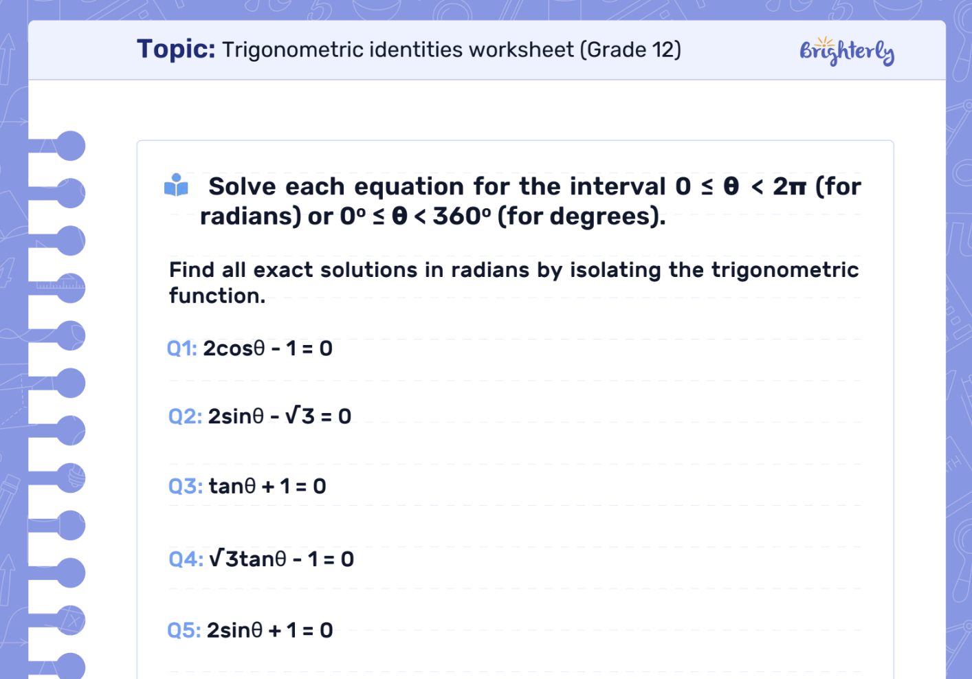 Download Trigonometric Identities Worksheet PDFs