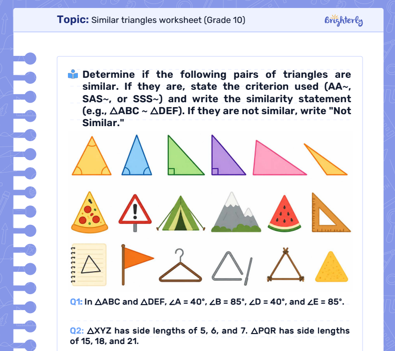 Download Similar Triangles Worksheet PDFs
