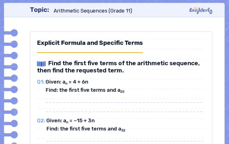 Download Arithmetic Sequences Worksheet PDFs