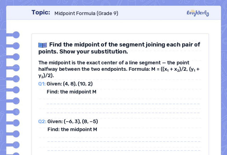 Download Distance and Midpoint Formula Worksheet PDFs