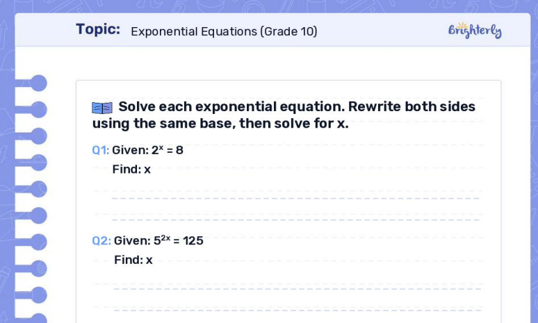 Download Exponential Equations Worksheet PDFs