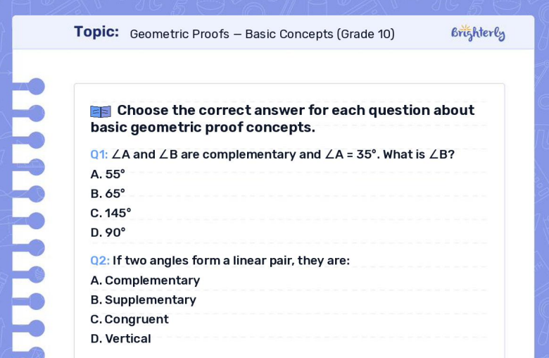 Download Geometric Proofs Worksheet PDFs