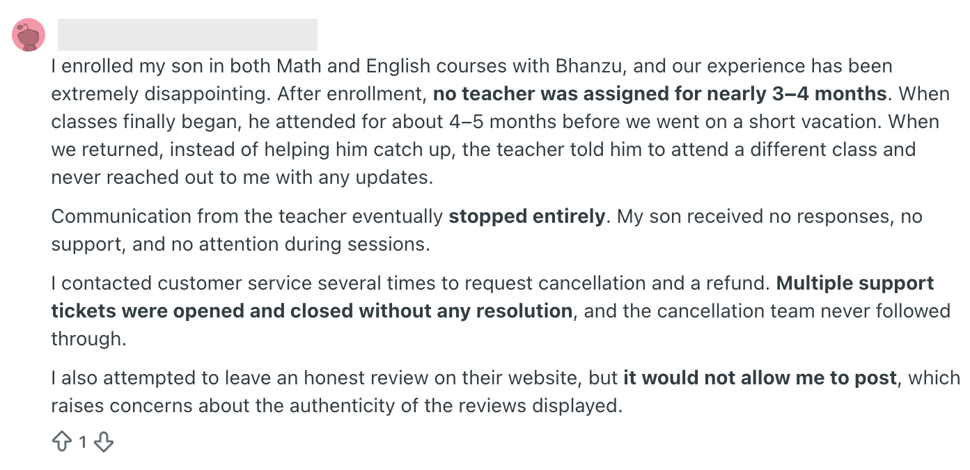 Common Bhanzu Reviews Complaints