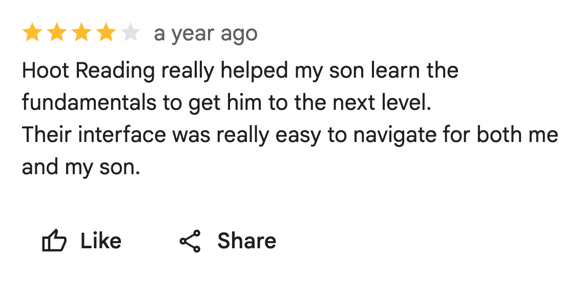 What Parents Say About Hoot Reading