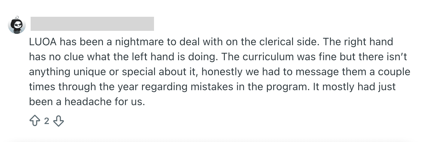 Complaints About LUOA