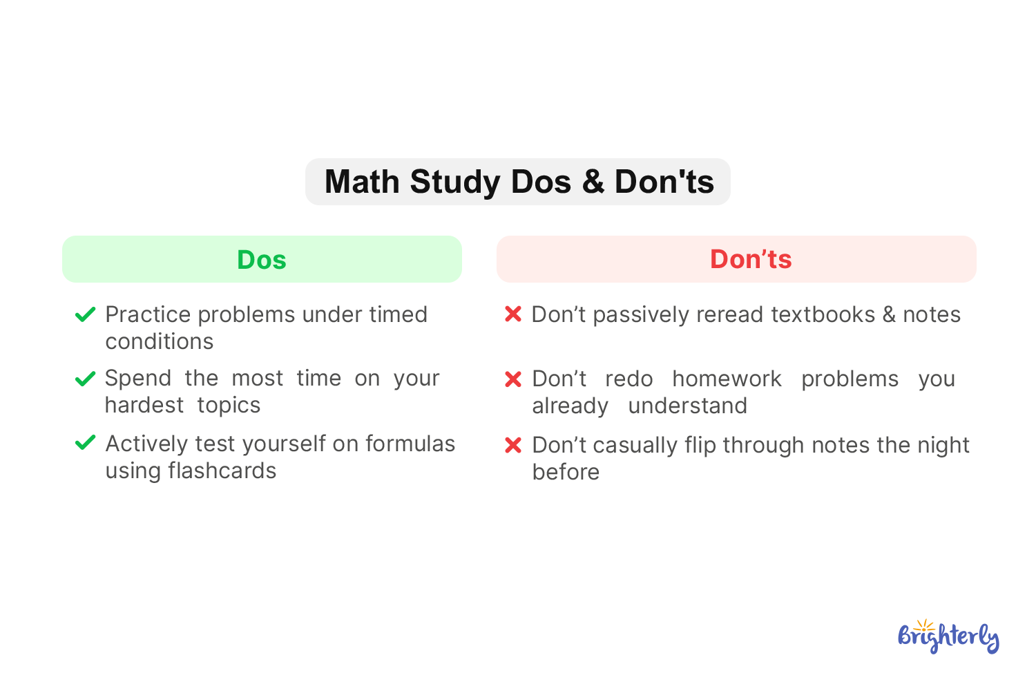 Math Study Dos and Don'ts