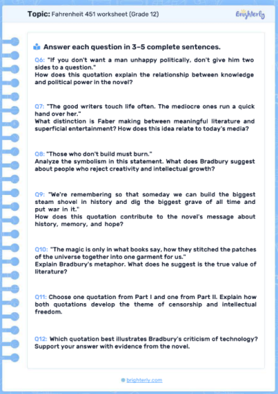 Fahrenheit 451 Worksheets