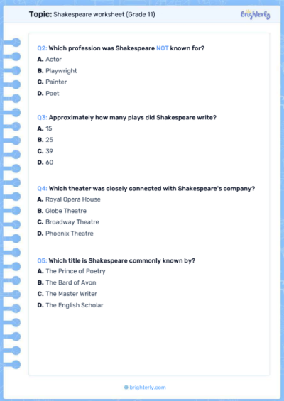 Shakespeare Worksheets