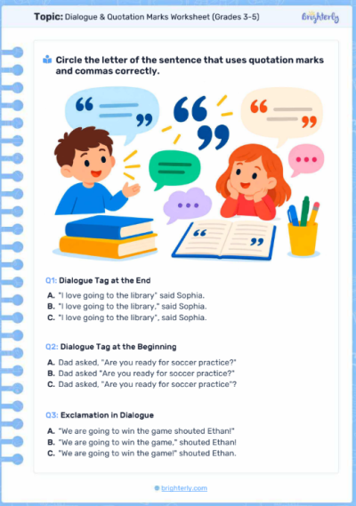 Dialogue & Quotation Marks Worksheet (Grades 3-5)