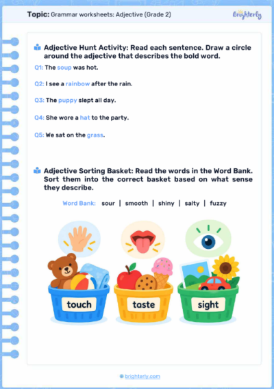 Grammar worksheets Adjective (Grade 2)