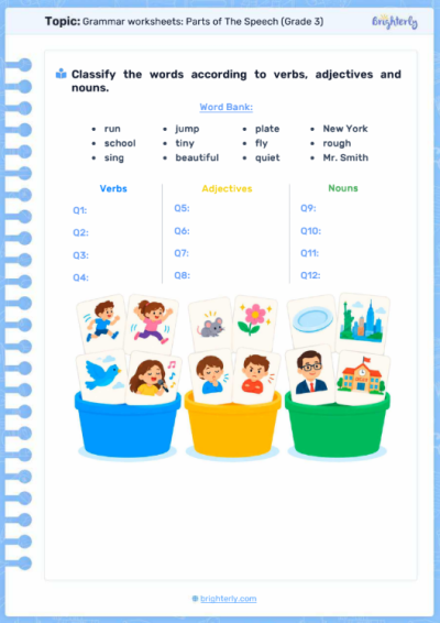 Grammar worksheets Parts of the speech
