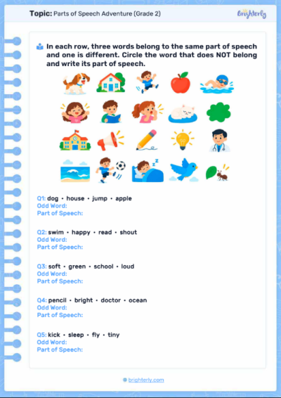 Parts of Speech Adventure (Grade 2)