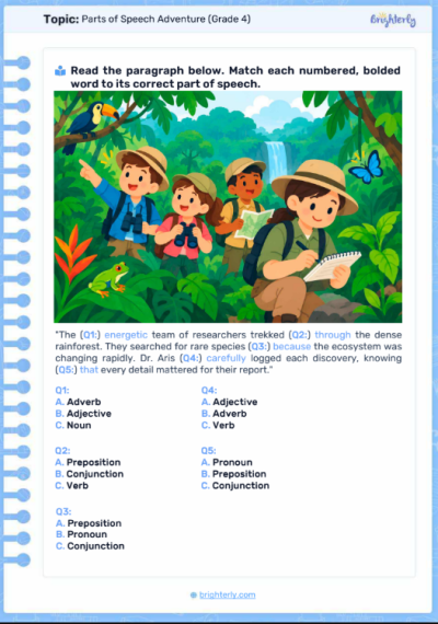 Parts of Speech Adventure (Grade 4)