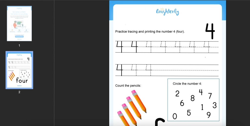 Number 4 Worksheets-1