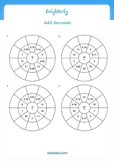 Worksheet Adding Decimals