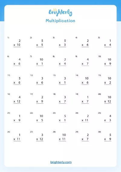 3rd Grade Multiplication Worksheet