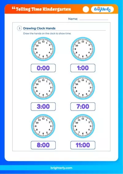 Time Kindergarten Worksheet