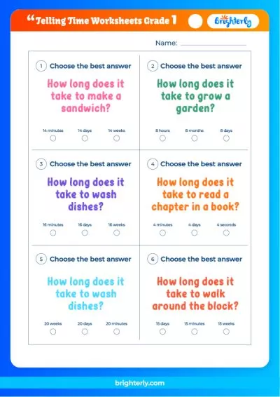 First Grade Time Worksheet