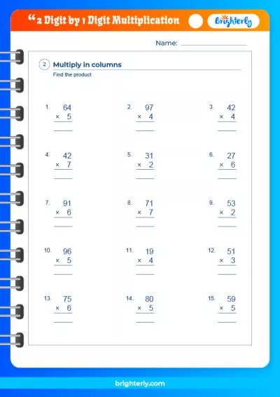 Two Digit By One Digit Multiplication Worksheets