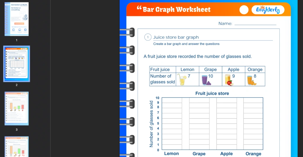 Bar graph worksheet: Examples