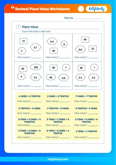 Decimal Places Worksheet