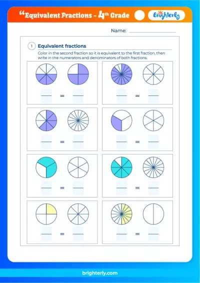 Worksheets Equivalent Fractions 4th Grade