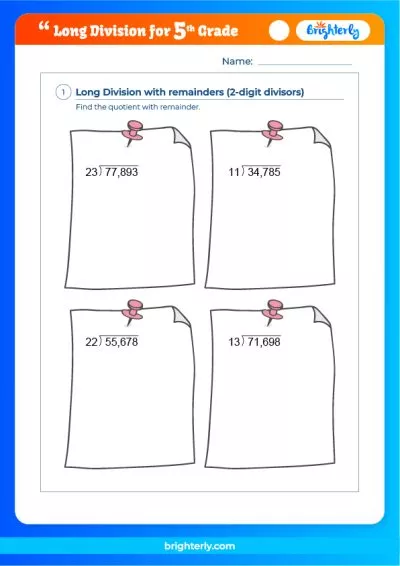 Long Division Worksheets Grade 5
