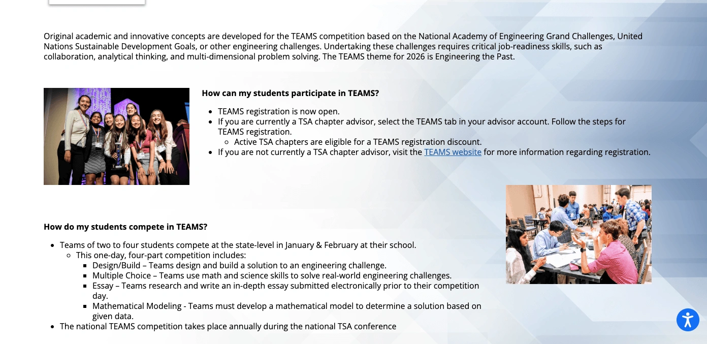 TEAMS: Tests of Engineering Aptitude, Mathematics, and Science