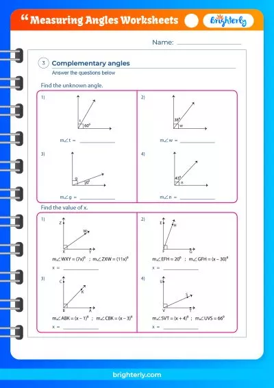 Measuring Angles Worksheet Answer Key