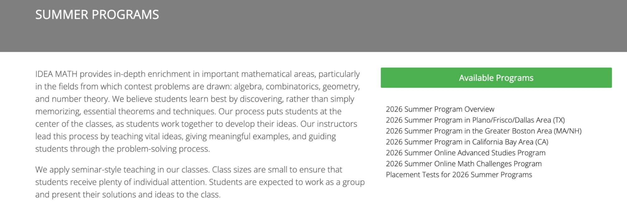 IDEA Math Summer Camp