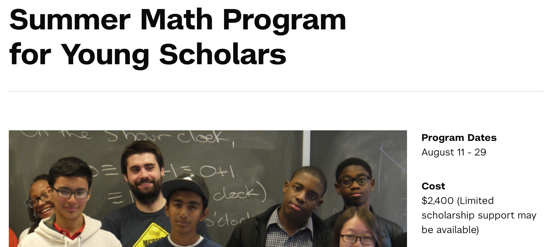 NYU Summer Math Program for Young Scholars