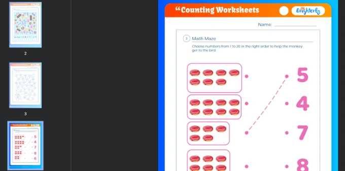 Counting worksheets
