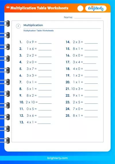 Times Table Worksheets Printable