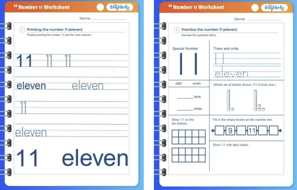 number 11 worksheets