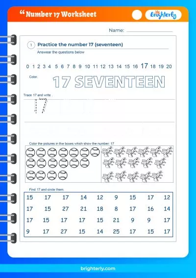 Number 17 Worksheets Free Printable
