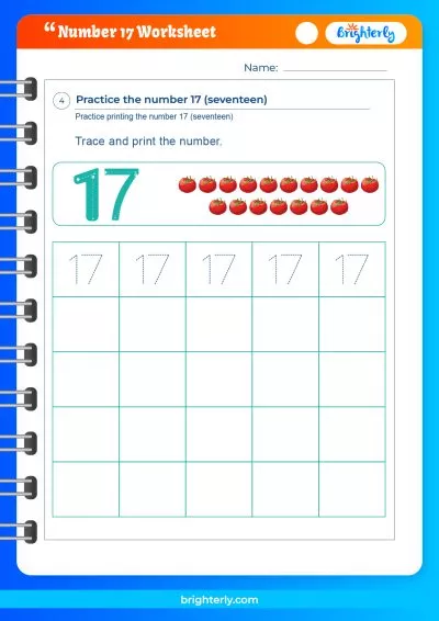 Number 17 Preschool Worksheet