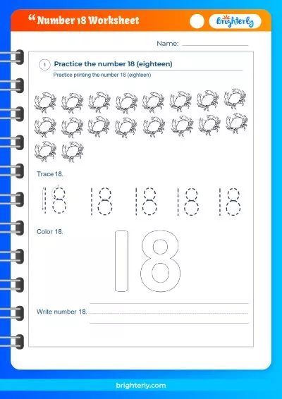 Number 18 Worksheet For Preschool