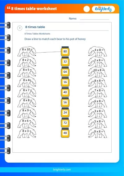 Multiplication Worksheets 8 Times Table