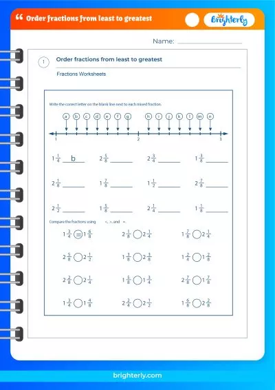 Order Fractions Least To Greatest Worksheet
